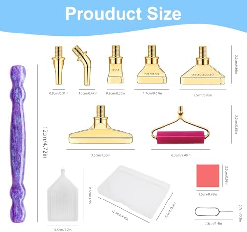 Diamond Painting Pen Kit - 7 Metal Tip Diamond Art Tools, 5D Diamond Painting Accessories for Adults Beginners, Resin Pen with Straight/Bent/Flat/Roller Nibs, Tray & Clay