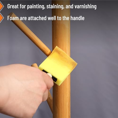 Bates- Foam Paint Brushes, 2", 16 Pack, Yellow Sponge Brushes for Painting, Staining