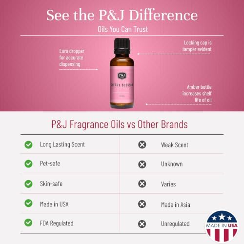 P&J Trading - Cherry Blossom Scented Oil 30ml - Fragrance Oil for Candle Making, Soap Making, Diffuser Oil