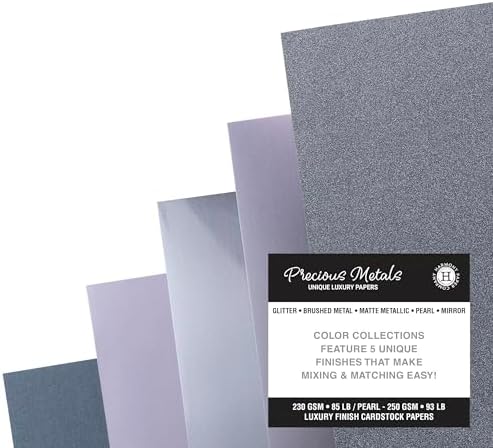 Shimmer Cardstock Paper 8.5 x 11- Assorted Glitter, Metallic, and Pearl Sheets for Crafts, Scrapbooking, Card Making - 20 Pack, 85lb Heavyweight, 230 GSM, Charcoal