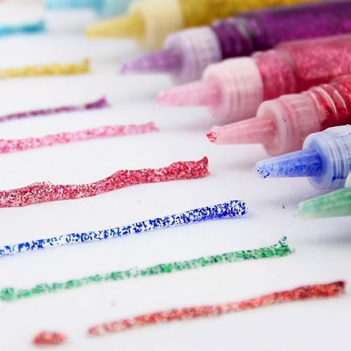 Mesen 10 Pack - Non-Toxic Washable Glitter Glue Stick Set, DIY Arts & Crafts Glitter Pens, Glitter Glue Gel Pens for Art Projects, Grad Caps Assorted Colors Glue Stick, Decorating Supplies