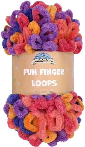 JubileeYarn Fun Finger Loops Yarn - 100g/Skein Jumbo Polyester - Euphorie - 1 Skein