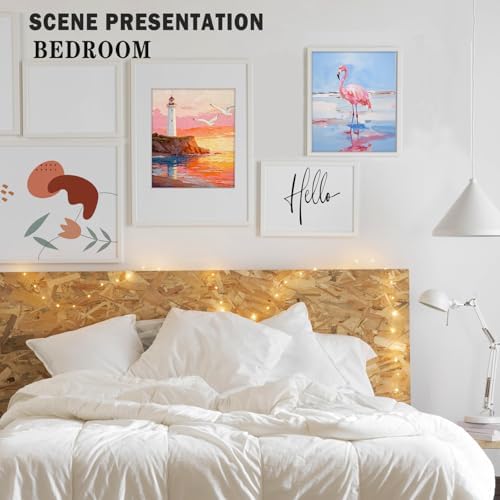XUNLURY Pink Coastal Flamingo Diamond Art Kits 2 Pcs, Ocean Nautical Sunset Lighthouse Diamond Painting Kits for Adults Beginners, Full Drill Diamonds Dots for Home Decor, 9.8x11.8 Inch