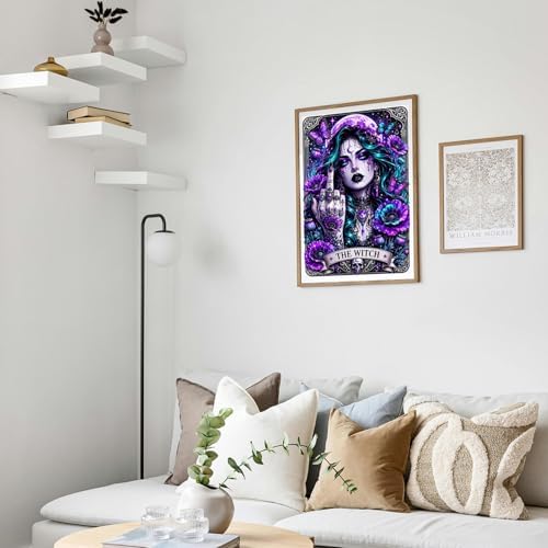 MBNTJHT Gothic Diamond Art Kits for Adults,Witch Tarot Diamond Painting Kit for Adult Beginners,5D DIY Full Drill Round Rhinestone Gem Art Crafts Painting Kit for Home Wall Decor 12X16 Inch.
