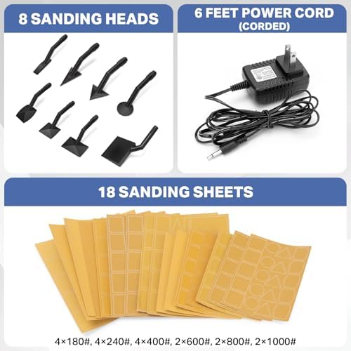 SHALL Mini Pen Sander, Electric Reciprocating Sander w/ 4 Adjustable Speeds