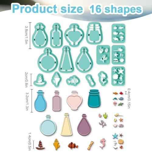 16Pcs Glass Bottle Polymer Clay Cutters Drift Bottle Ocean World Clay Earrings Cutters Polymer Jewelry Cutter for Earrings Making Birthday Party DIY Supplies