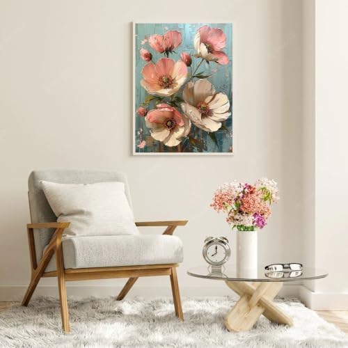 Flower Paint by Numbers Kit for Adults Floral Paint by Number Adult 16x20in | Flowers Paint by Numbers Adult for Home Wall Decor Gifts, DIY Acrylic Oil Painting Pre Drawn Canvas Stress Relief