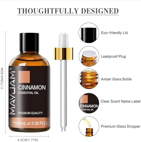 MAYJAM Cinnamon Essential Oil for Diffuser Soap Candle Making, 3.38FL.OZ