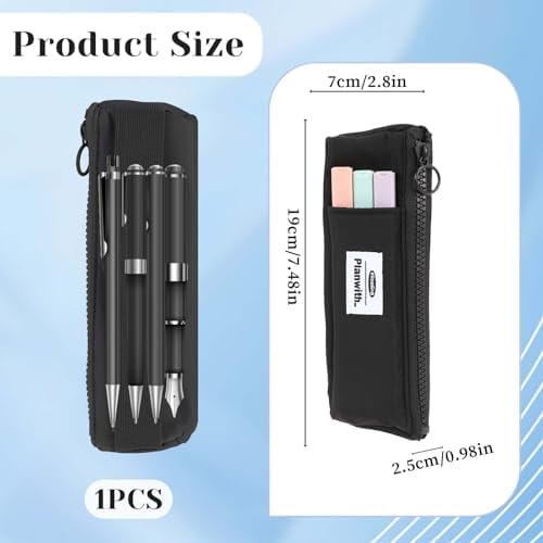 Notebook Pencil Pouch, Elastic Pen Holder for Notebook Zipper Small Pencil Holder Pouch with Adjustable Elastic Band Slim Pencils Bag Journal Pen Holders for Office Home Stationary Supplies