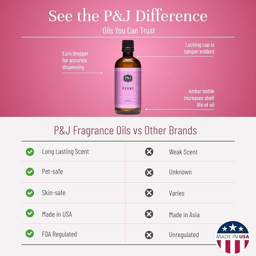 P&J Trading Fragrance Oil | Peony Oil 100ml - Candle Scents for Candle Making, Freshie Scents, Soap Making Supplies, Diffuser Oil Scents