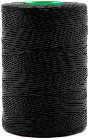 Flat Waxed Thread 1.0mm 550Yds for Leather Craft DIY Hand Sewing Projects Shoes Repair（Black）