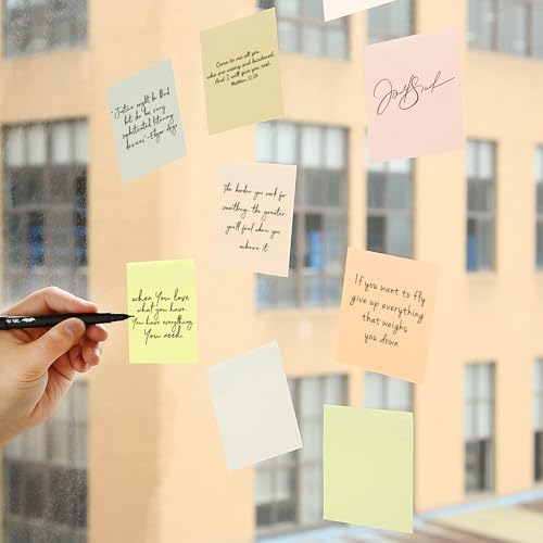Mr. Pen- Transparent Sticky Notes, 3" x 3", 12 Pads, 600 Sheets | See Through Self-Adhesive Notes for Bible Journaling and Studying, Water-Resistant, Easy to Peel, Clean Removal