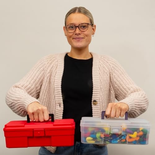Akro-Mils 12-Inch ProBox Plastic Toolbox for Tools, Hobby or Craft Storage Toolbox, Model 09912, (12-Inch x 5-1/2-Inch x 4-Inch), Red