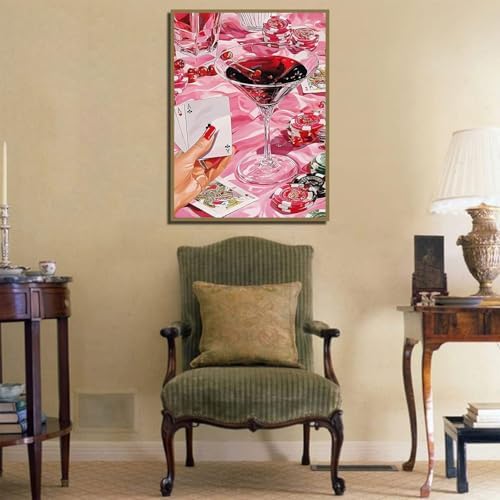 Pink Poker Diamond Art Kits for Adults Diamond Painting Kits 12X16 inch