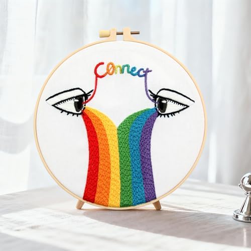 Crafmanoe Hand Embroidery Kits for Beginners Adults, LGBT Embroidery Starter Kit, Stamped Cross Stitch Kits for Beginners Adult Craft Kits for Women, Entire Set of Embroidery Supplies & Video Tutorial