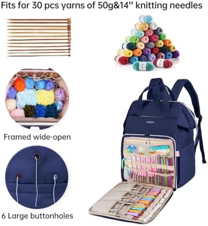 Leudes Crochet Bag Backpack for Yarn Storage Tote Travel Large Knitting Bag
