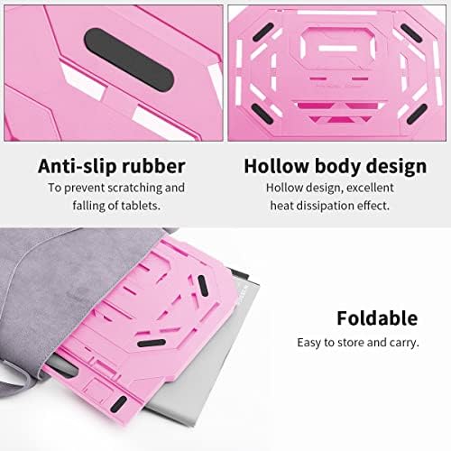 Drawing Tablet Stand, Laptop Foldable Stand for Tablet Display, 9 Levels Adjustable Angles with a Built-in Phone Holder, for 12-17 inch Drawing Tablet, Smartphones