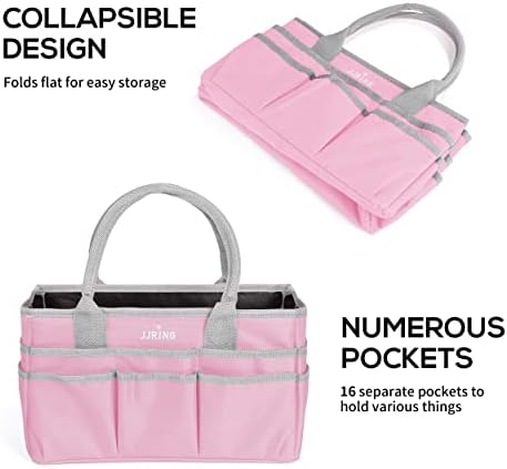 JJRING 600D Nylon Craft & Art Organizer Tote Bag With Pockets, Pink