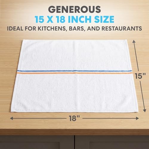 SIMPLI-Magic Terry Bar Mop Towels - 60 Pack, 15 x 18 Inch Cotton Kitchen Cleaning Towels, Highly Absorbent & Reusable for Kitchen, Bar & Commercial Use