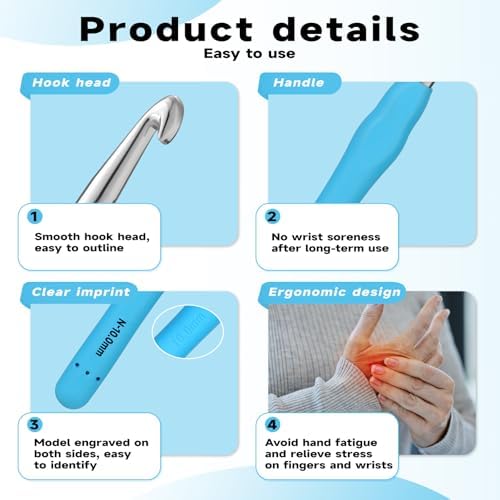 Mayboos 14 Sizes Crochet Hook Set, Large Crochet Hooks Yarn Needle Kits