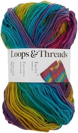 Loops & Threads Facets Yarn - Yarn for Knitting, Crochet, Weaving, and Arts & Crafts - Multi, Acrylic, 3.5 oz
