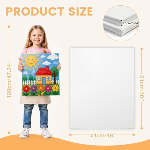 Conda Stretched Canvas for Painting 16x20 Inch, 5Pack Primed Large Canvas for Painting, Acid-Free Cotton 5/8 Blank Canvases, Value Bulk Pack for Acrylic Paint,Watercolor, Oil Paint