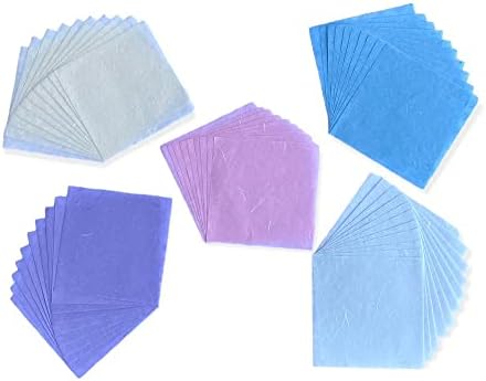 Natural Fiber Mulberry Paper Sheets 6 x 6 Inches, 50 PCS Handmade Craft Paper for Origami, Scrapbooking, Card Making, DIY Decoration, Mixed Media Art (Pastel Color, 6x6 Inch)