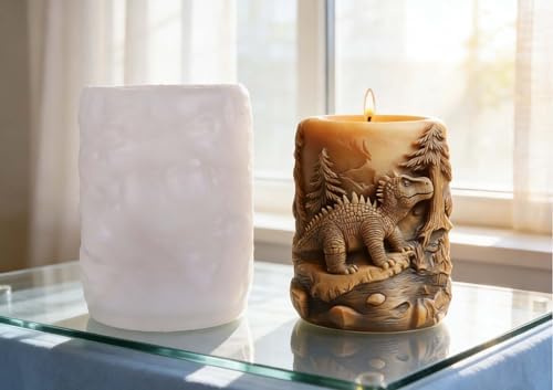 Dragon Dinosaur Animal Cylinder Molds Silicone Wave Spiral Candle Mold - Silicone Resin Casting Molds for Candle & Resin & Soap Craft Supplies