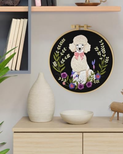 ERKOON Embroidery Kit for Beginners Adult Poodle Cross Stitch Set
