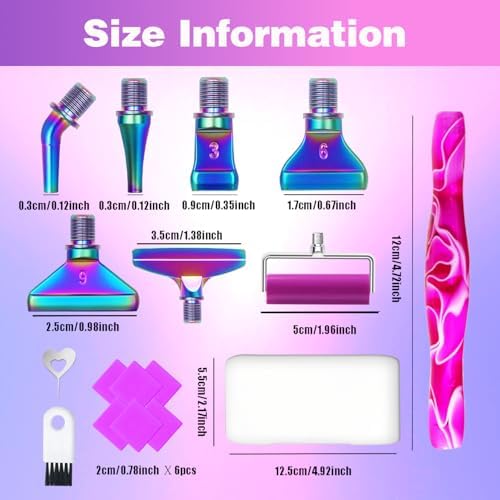 Huanlys Diamond Art Pens Tools Diamond Painting Accessories Kits with Screw Steel Rose Gold Metal Tip Nibs Placers Roller Tool Accessories (Purple Color)