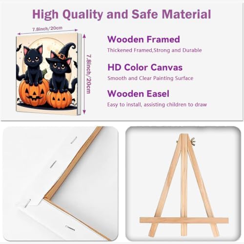 2 Pack Halloween Paint by Numbers Kit for Kids with Frame, Gift, 8x8Inch
