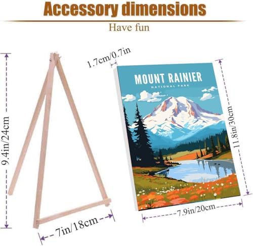 HOIYLDS 3 Pack Paint by Number for Adults Framed Canvas, National Park DIY Arts and Crafts for Adults Beginner with Wooden Easel, Paint Brushes, Acrylic Paint Set for Home Wall Decor, 9 * 12 Inch