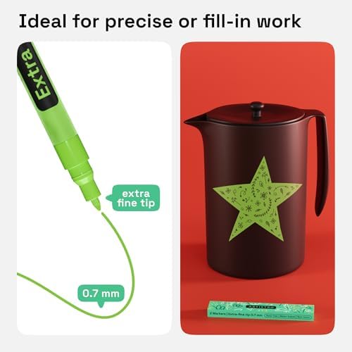 ARTISTRO Light Green Acrylic Paint Markers - 0.7mm Extra Fine-Tip - 2 Set