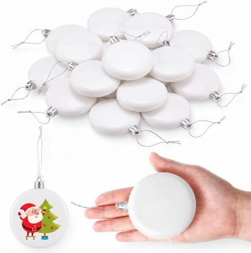 Zubebe 12 Pcs 2.36 Inch Christmas Blank White Ball Ornaments