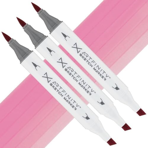 Artfinity Sketch Markers - Set of 3 - Orchid RV1-2, Vibrant, Professional, Dye-Based Alcohol Markers for Artists, Drawing, Travel, & More