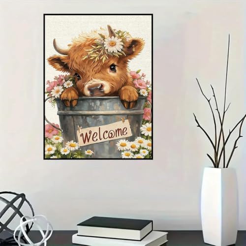 Lophomie Diamond Art Kits for Adults, 5D Cow Diamond Painting Kits 12x16 in