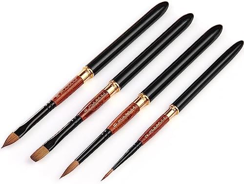 Sable Travel Watercolor Brushes, Fuumuui 4pcs Elegant Sable Travel Brushes Travel Watercolor Kit with Leather Pouch Perfect for Watercolor Gouache Ink Painting