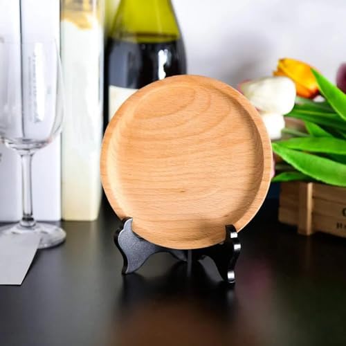 Tatuo 4 Packs Wooden Display Stand Plate Holder Easels, black, 4 Inch