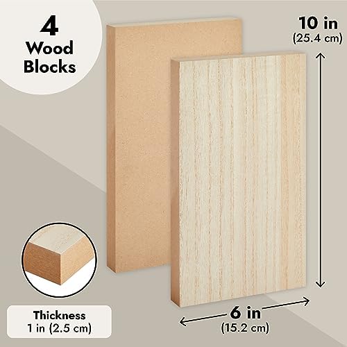 Bright Creations Unfinished MDF Wood Blocks for Crafts - 10 x 6 x 1 in, 4-Pack - Blank Wooden Blocks for Painting & Staining