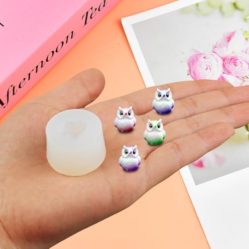 Cute Tiny Owl Shape Resin Silicone Mold Micro Dollhouse Animal Epoxy Casting Mold for DIY Resin Art Fairy Garden Miniatures Landscape Crafts Decor