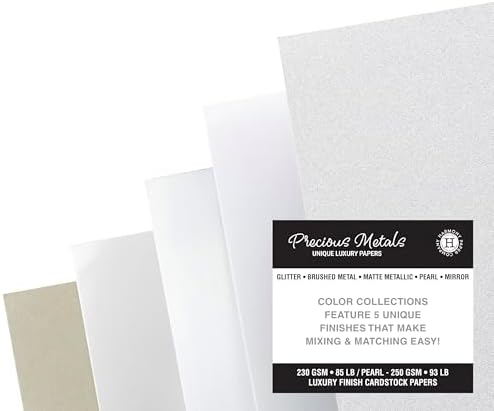 Shimmer Cardstock Paper 8.5 x 11- Assorted Glitter, Metallic, and Pearl Sheets for Crafts, Scrapbooking, Card Making - 20 Pack, 85lb Heavyweight, 230 GSM, Silver