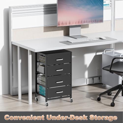 4-Drawers Metal Rolling Cart, Utility Storage Cart with Wheels