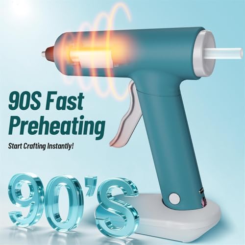 Cordless Hot Glue Gun Fast Heating Glue Gun and 30pcs Glue Sticks Set, Stable Support Base Ideal for Crafts, DIY Arts, Home Repairs
