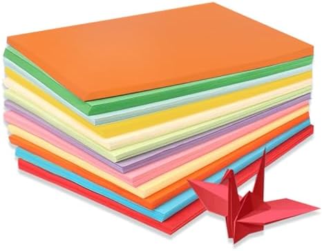 Origami , Colorful Square Origami, DIY Handmade Craft Paper, Origami Paper (100pcs)10-color (A4-21cm*29.7cm)