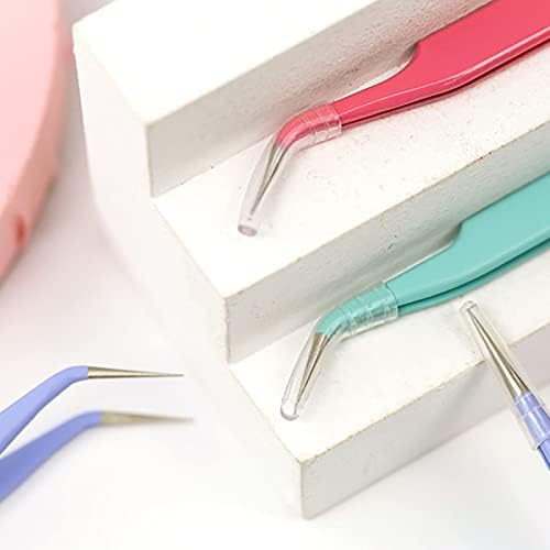 MAXLEAF 2pcs Stainless Tweezers Straight Curved Tweezers for Stickers Eyelash Extensions Precision Electronics Nail Rhinestone Jewelry, Scrapbooking Tools (Green)