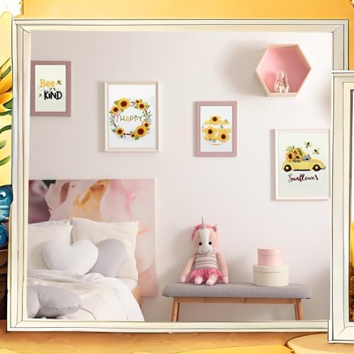 Riceshoot 8 Set Sunflower Embroidery Kits for Beginner Adults Bee Cross Stitch Kit DIY Needlepoint with Pattern Instruction, Hoop, Embroidery Fabric, Thread, Needle, Scissor, Gift for Home Decor