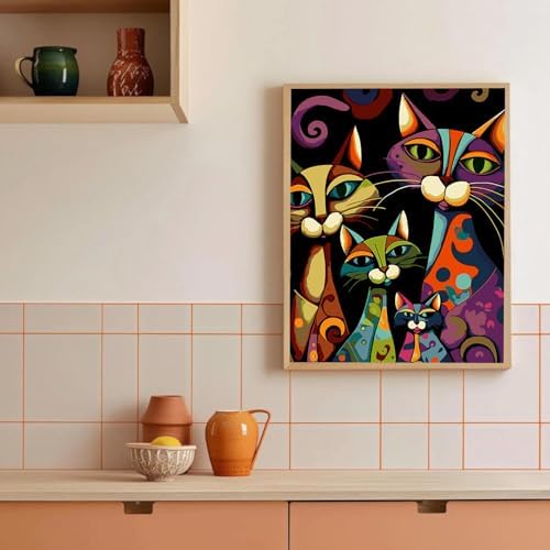 Paint by Numbers Kit for Adults,Frameless Abstract Cat(16x20 inches)