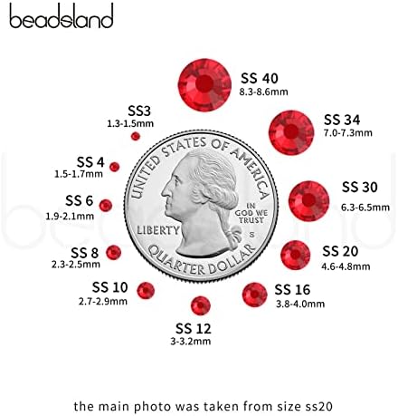 Beadsland Hotfix Rhinestones Bulk, Light Siam, SS8, 14400pcs