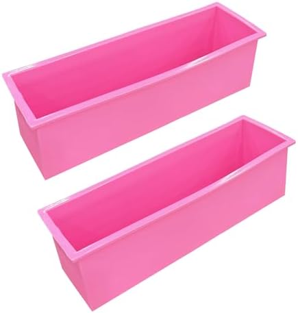 Flexible Rectangular Soap Silicone Mold, Set of 2(Pink)