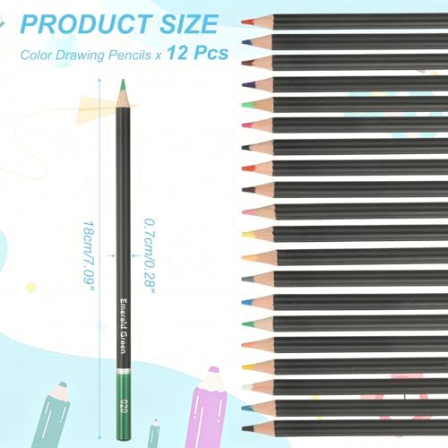 PATIKIL Colored Pencils, Green Color Drawing Pencils with Oil-Based Cores Art Scrapbook Supplies for Adult Coloring Books Artists Beginners Drawing Sketching, 12 Pcs